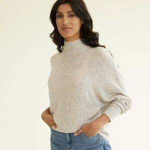 Reitmans cashmere blend sprinkle knit pastel blue turtleneck sweater Medium T6